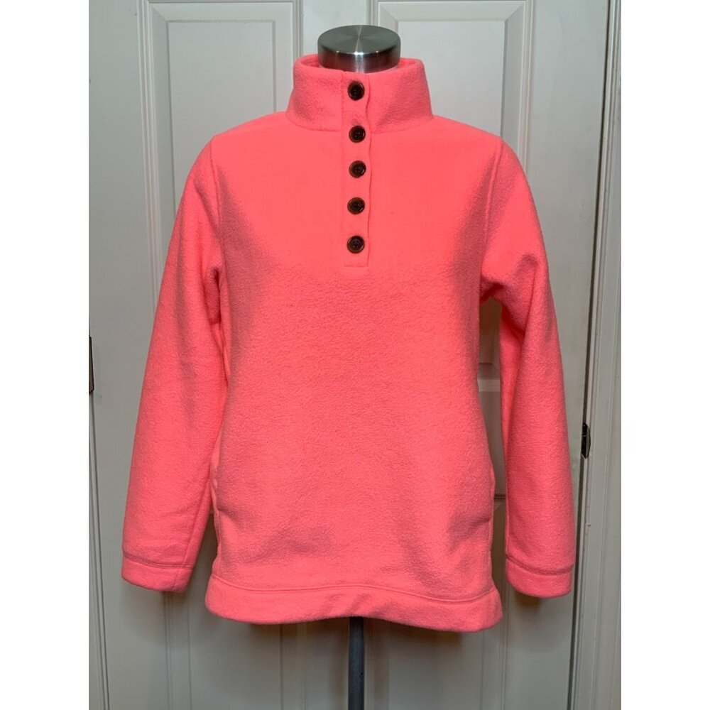 J.Crew Pink Fleece Button-Up Mock Neck Sweater, Size Small